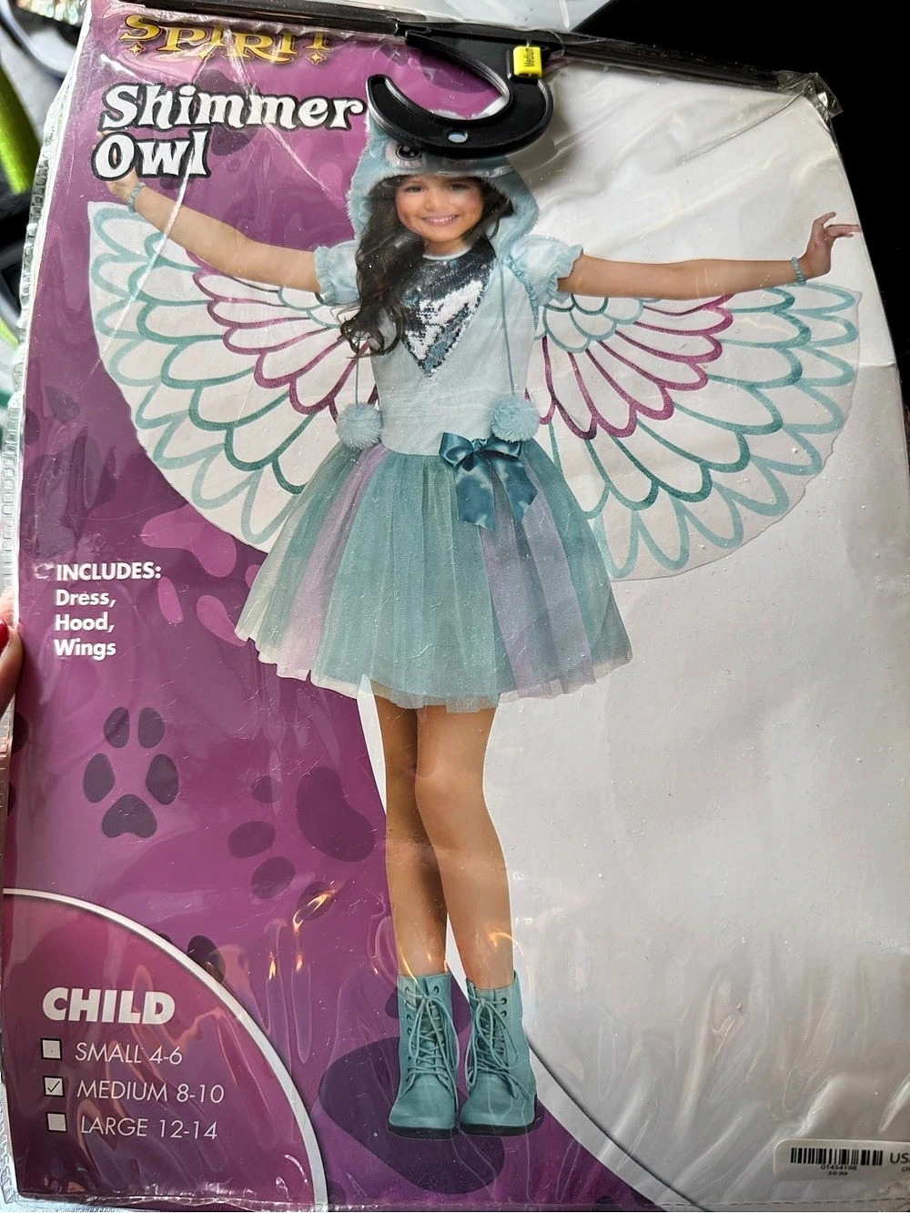 Spirit Halloween Kids Shimmer Owl Costume Girls Medium Pink & Green